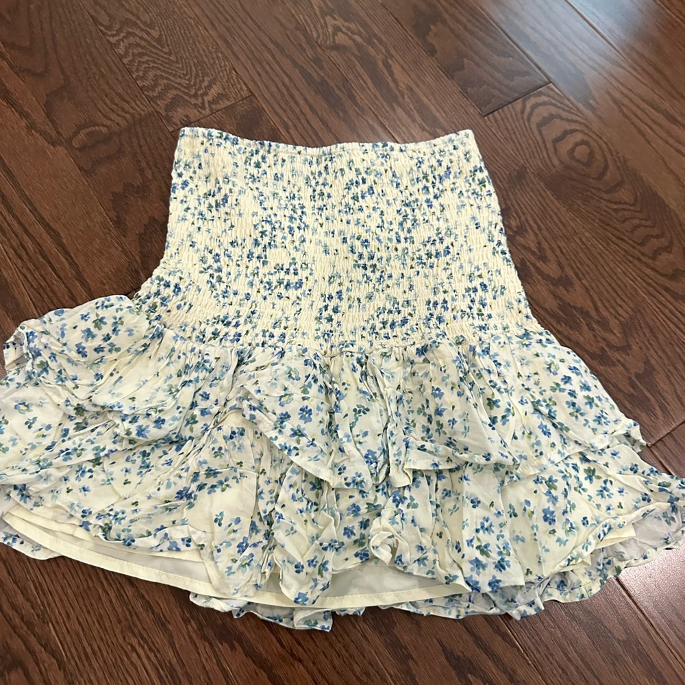 Aqua mini floral skirt